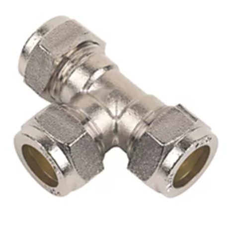 1x Messing-T-Stück für die Wandmontage in der Dusche