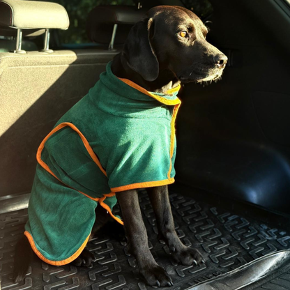 Tragbares Hundebadetuch zum Trocknen – Waldgrün/Orange